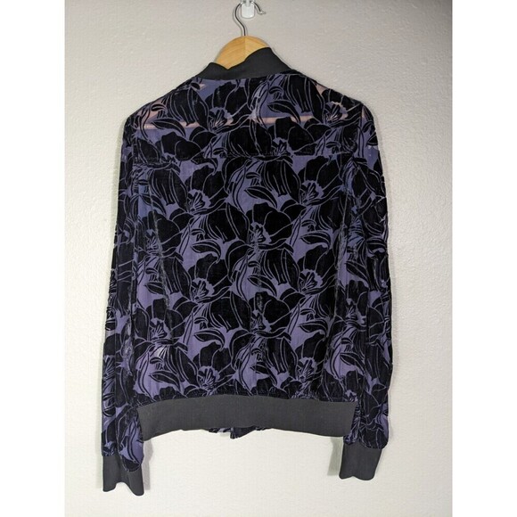 Neiman Marcus Mesh Floral Velvet Bomber Jacket Size Medium‎ - Picture 2 of 9